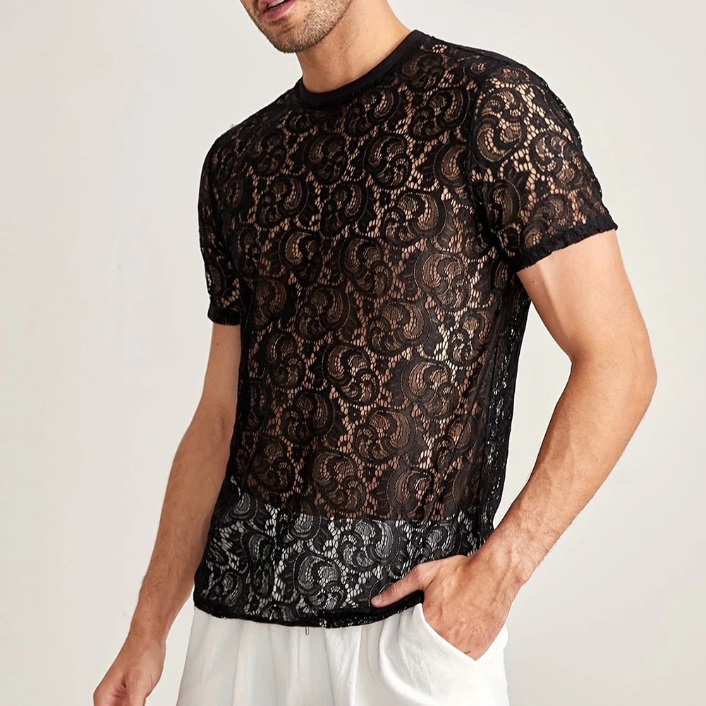 HEARUJOY  -  Slightly Transparent Hollow Out Lace Top Summer Style Regular Clothing Length S-2XL Size Available Slight Stretch Fabric