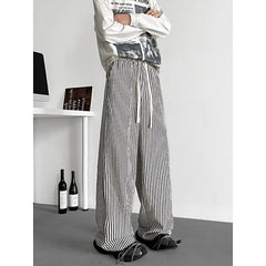 HEARUJOY  -  Summer Casual Pants Men Oversized Black Striped Pants Men Streetwear Korean Loose Wide Leg Pants Mens Trousers Plus Size 5XL