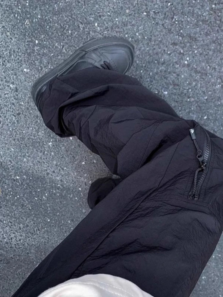 HEARUJOY  -  Spring Summer Baggy Zipper Men's Straight Cargo Pants Aesthetic Fashion Korean Style Casual Harajuku New in Long Male Trousers