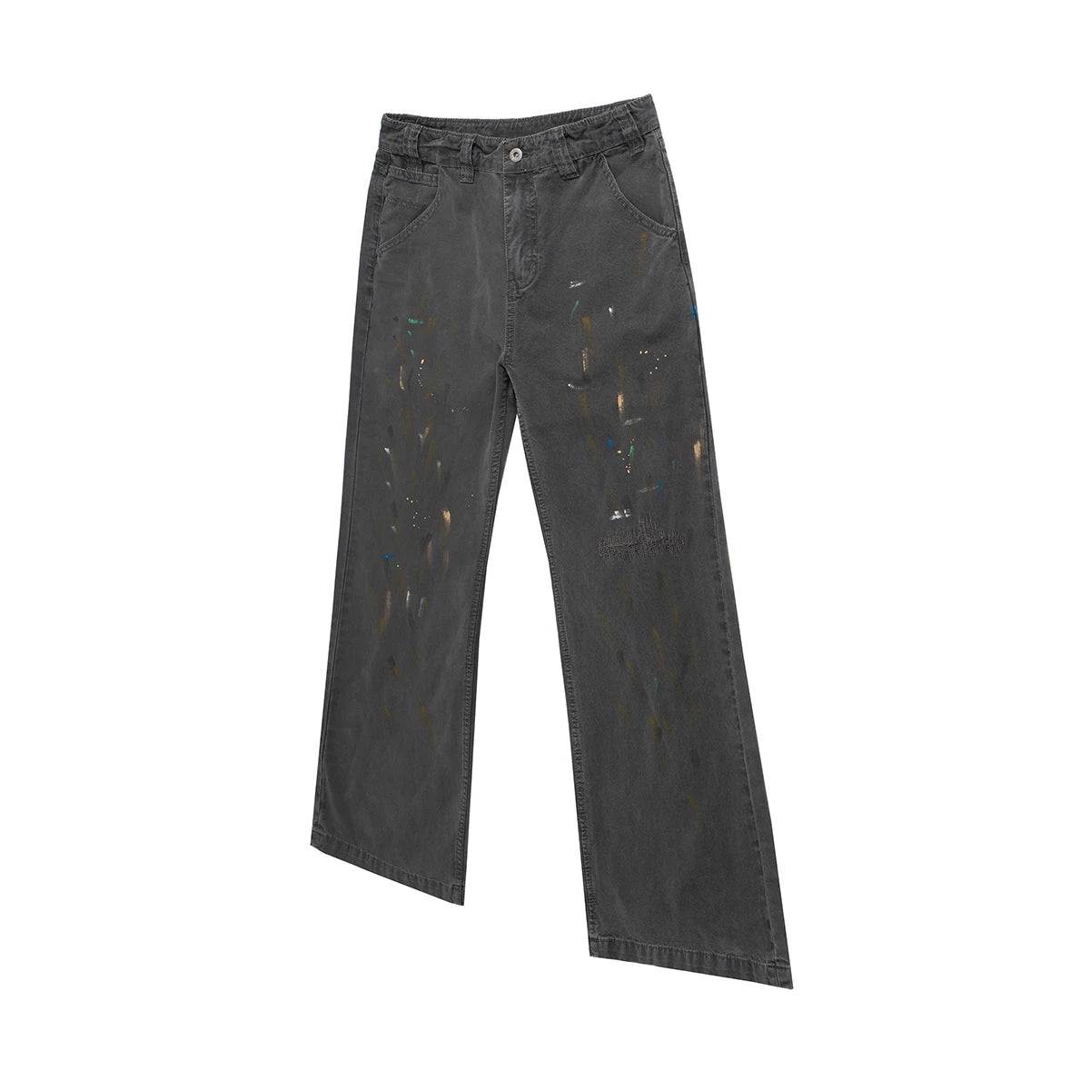 Hearujoy Overdyed Splashed Ink Patch Baggy Jeans for Men Streetwear Casual Loose Denim Trousers Distressed Oversized Cargo Pants