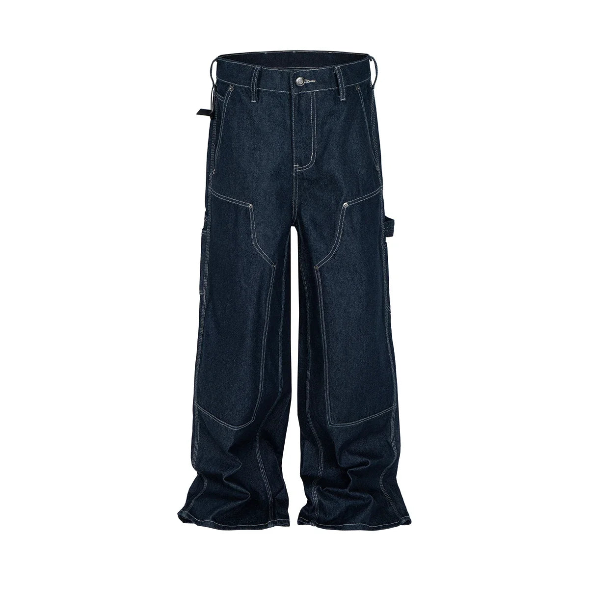 Hearujoy High Street Cleanfit Multipockets Drak Blue Baggy Jeans for Men and Women Straight Vintage Casual Loose Denim Trousers Oversize