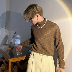 HEARUJOY  -  Unicolor Men's T-shirts Japan One Piece Designer Quotes Emo Size Plain Sweatshirt Bulk Aesthetic Spring Turtleneck Male Pullover