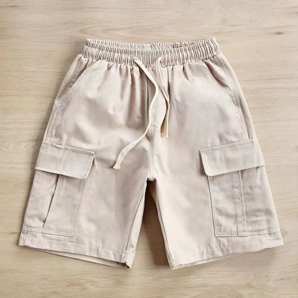 HEARUJOY  -  Casual Outing 2XL Loose Cargo Shorts Summer Solid Color Shorts Casual Beach Pants Polyester Fabric Slight Stretch