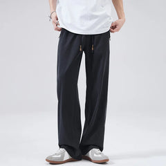 HEARUJOY  -  Men's Summer Casual Pants Men Trendy Loose Fit Versatile Wide Leg Draped Straight Long Trsouers Elastic Waist