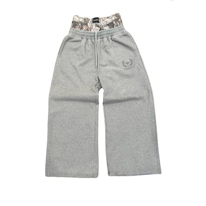 Hearujoy Y2K retro hip hop camouflage high waisted wide leg Embroidered men sweatpants Harajuku fashion street women baggy pants
