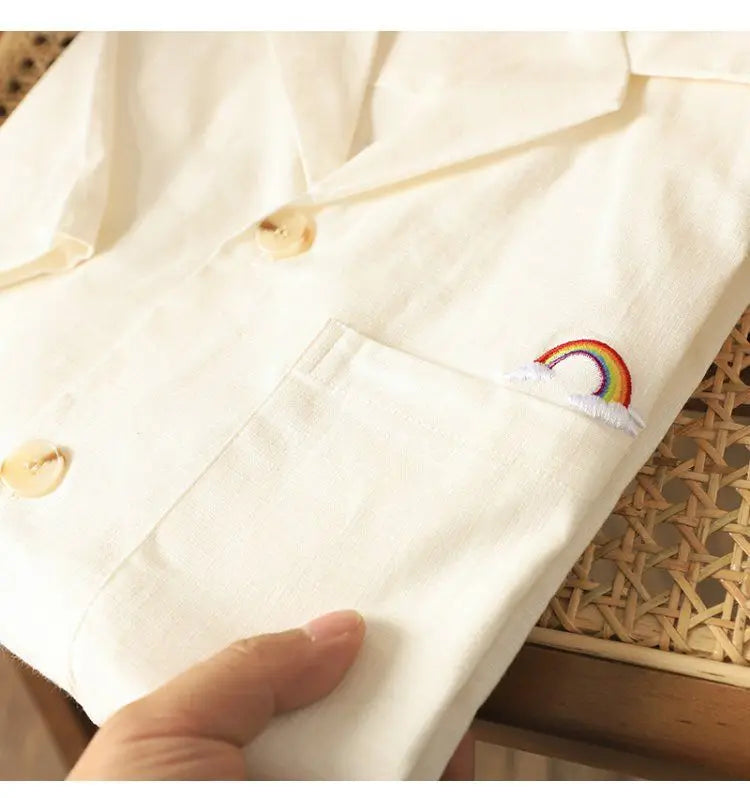 HEARUJOY  -  Japanese Linen Tops Summer Korean Style Men's Embroidered Loose Casual Cuban Collar Short-sleeved Shirt Aesthetic Academy Chic