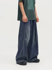 Hearujoy Baggy Jeans Men Distressed Denim Wide Leg Pants Pleated Oversize Hip Hop Trousers Male Korean Streetwear Men Clothing