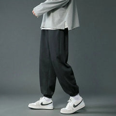 HEARUJOY  -  Autumm Winter Oversized Loose Casual Letter Printing Straight Sweatpants Male Elastic Midi Waist Trend Fashion Pants Men