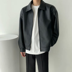 HEARUJOY  -  Black Leather Jacket Men Casual Motorcycle Jacket Men Streetwear Hip-hop Loose Bomber Jacket Mens Short Leather Jackets M-2XL