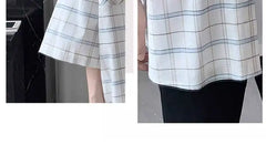 HEARUJOY  -  Striped Plaid Short-sleeved Shirt for Men Loose and Versatile Casual and Daily Tops