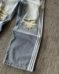 Hearujoy Y2k high-waisted ripped jeans Women street vintage striped wide-leg pants Personality fashion design diamond decorated pants
