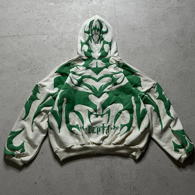 HEARUJOY  -  New Fashionable Mens Baggy Hooded Sweatshirts 2025 Autumn Streetwear Vintage Jacquard Hoodies For Men Outdoor Casual Hoodie Top