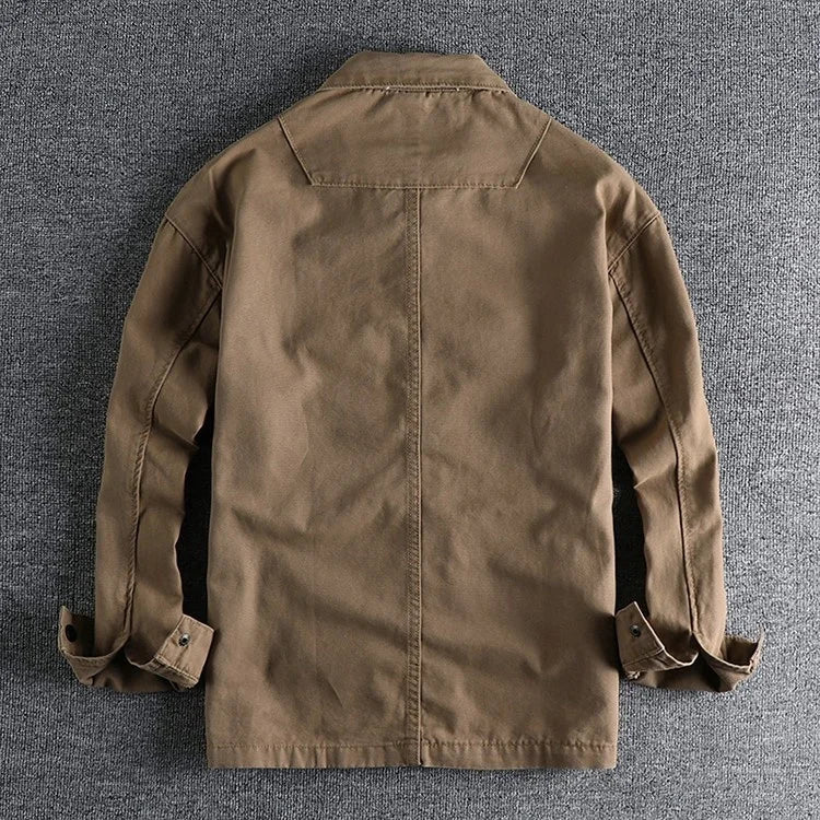 HEARUJOY  -  Men Workwear Military Long Sleeve Shirts Cotton Casual Loose Handsome Versatile Male Cargo Washed Big Pocket Woven Shirt Jackets
