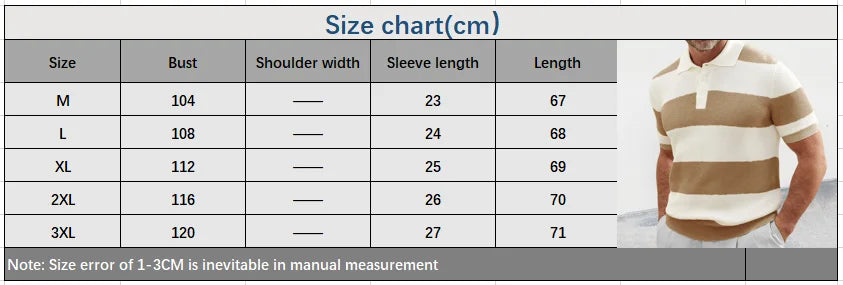 HEARUJOY  -  Men's New Polo Shirt Color Striped Short-sleeved Lapel Casual Sweater Top