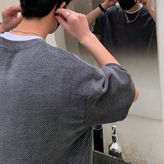 HEARUJOY  -  Recessed design tshirt men Solid Hip Hop Loose Mens T-shirts Casual Chic Summer Short Sleeves Streetwear Tshirt Tees Oversize