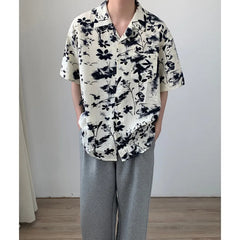 Hearujoy Summer Short Sleeved Shirt Men Oversized Printed Casual Shirt Men Streetwear Korean Loose Flower Shirts Mens Hawaiian Shirt