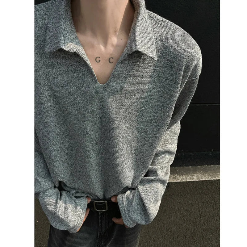 HEARUJOY  -  Spring Lapel Hoodie Men Oversized Casual Sweatshirt Men Korean Loose Pullover Hoodie Mens Hoody Men Long Sleeved T-shirt M-3XL