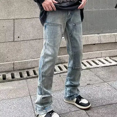 HEARUJOY  -  Y2K Streetwear New Kpop Flare Jeans Cargo Pants Men Clothing Straight Old Vintage Hip Hop Denim Trousers Pantalones Hombre