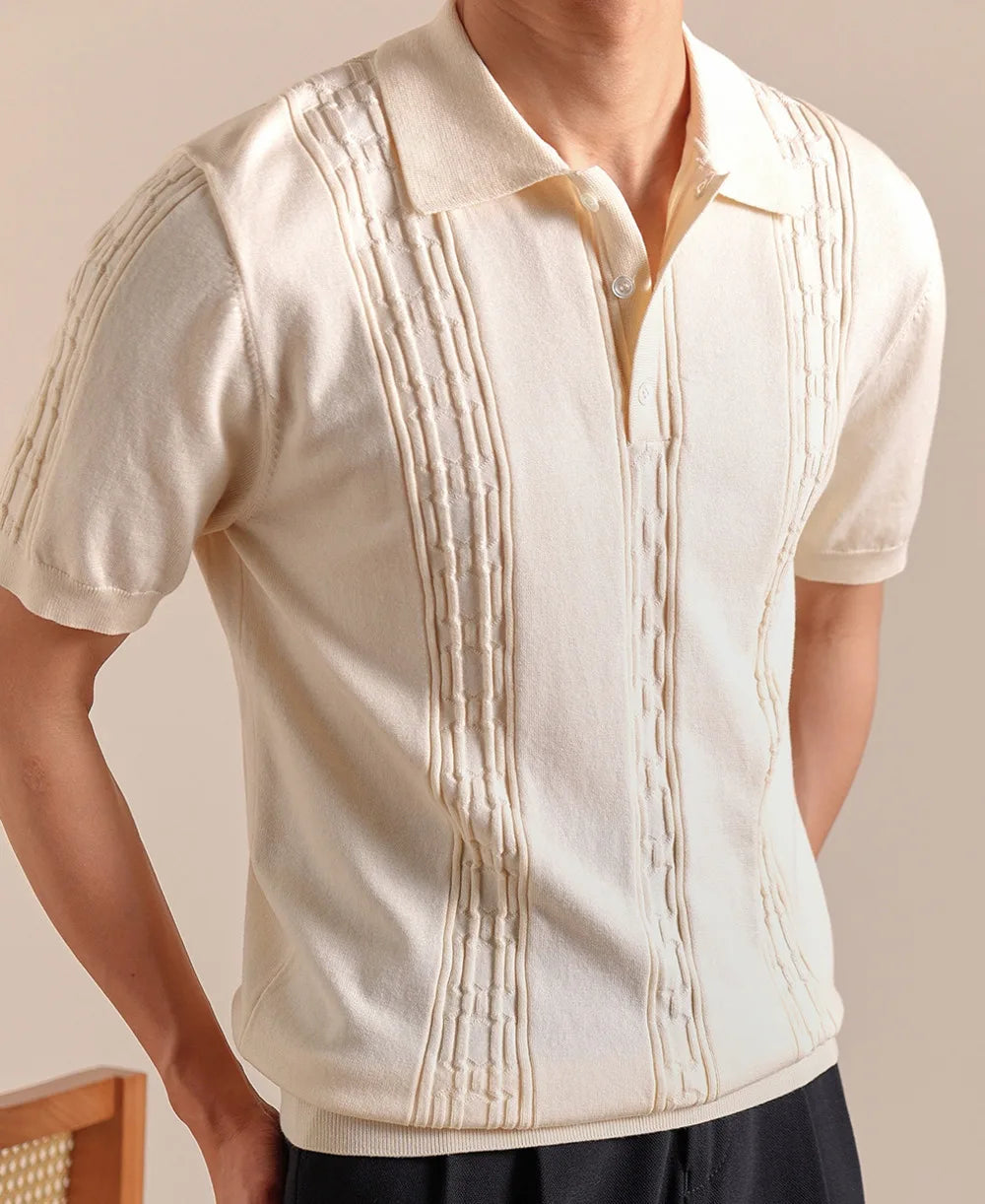 HEARUJOY  -  Summer Retro Collar Italy Polo Shirt Men Cotton Blend Short Sleeve Lightweight Breathable Casual Half Sleeve Top Knitted Tshirt