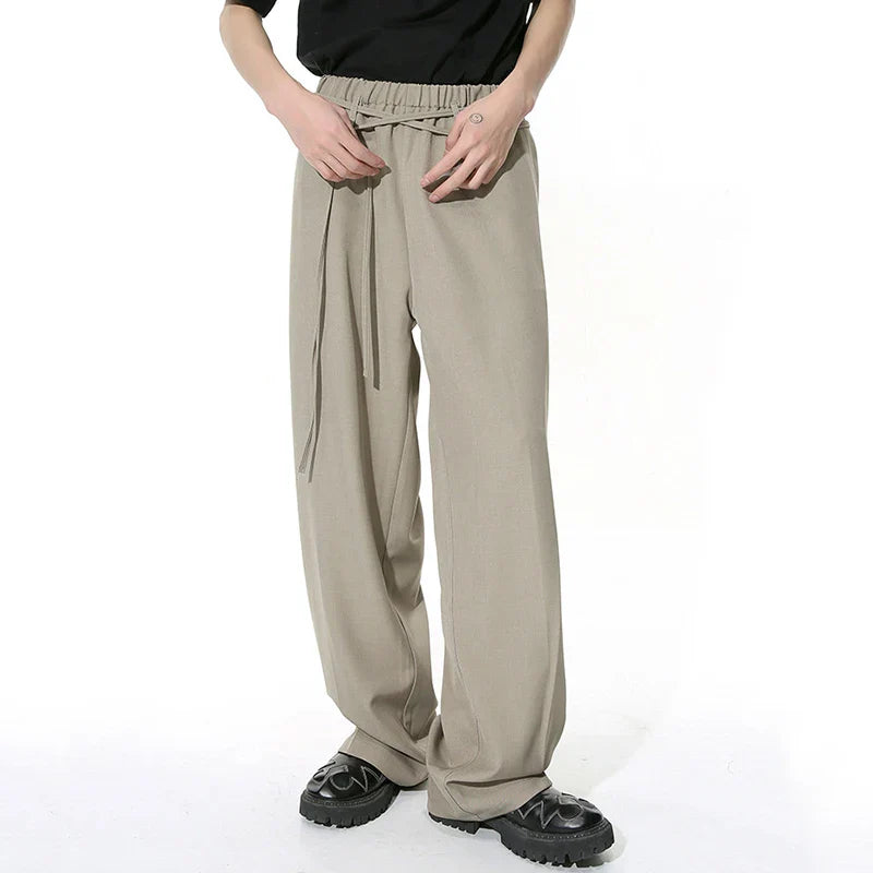 Hearujoy Menwear Simple Trousers Niche Double Belt Design Hanging Casual Loose Pants Summer Men's Fashion Trend 9C4392