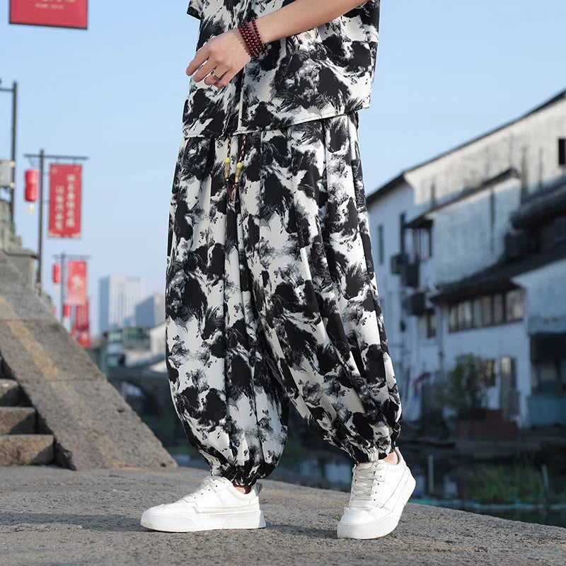 HEARUJOY  -  Spring Men Wide-leg Pants Male Retro Harem Pants Mens Hiphop Street Beat Harajuku Style Casual Pants Women Jogging Trousers