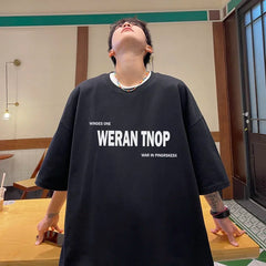 HEARUJOY  -  T Shirt Oversized Cotton For Men White Men's Letter Print T-shirts Men Casual Wear Summer Tee Shirts 5XL Big Size Clothing
