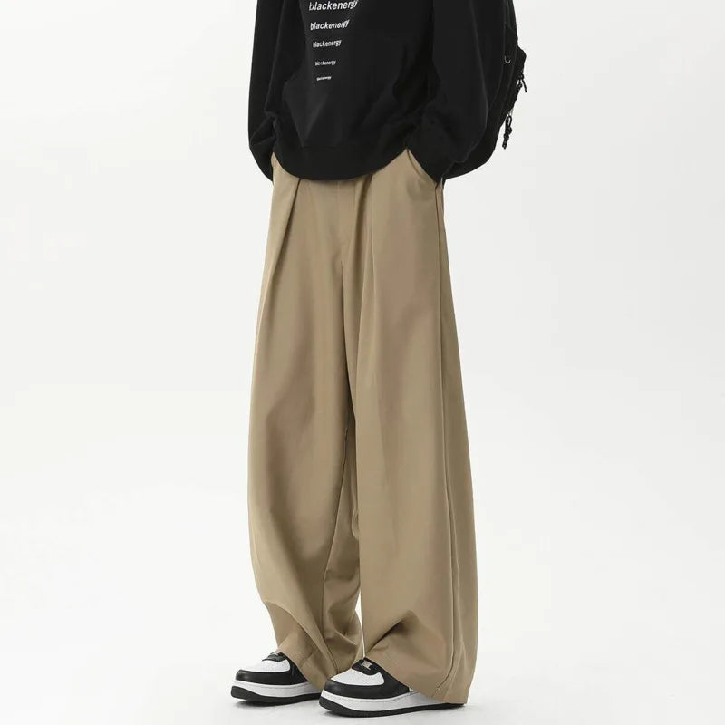 HEARUJOY  -  Black Suit Pants Men Oversized Fashion Society Mens Dress Pants Korean Loose Casual Wide Leg Pants Mens Office Formal Trousers