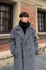 Hearujoy Winter High Quality Woolen Trench Coats Men Korean Style Luxury Male Casual Trenchcoat Men's Streetwear Gray/Khaki/Black