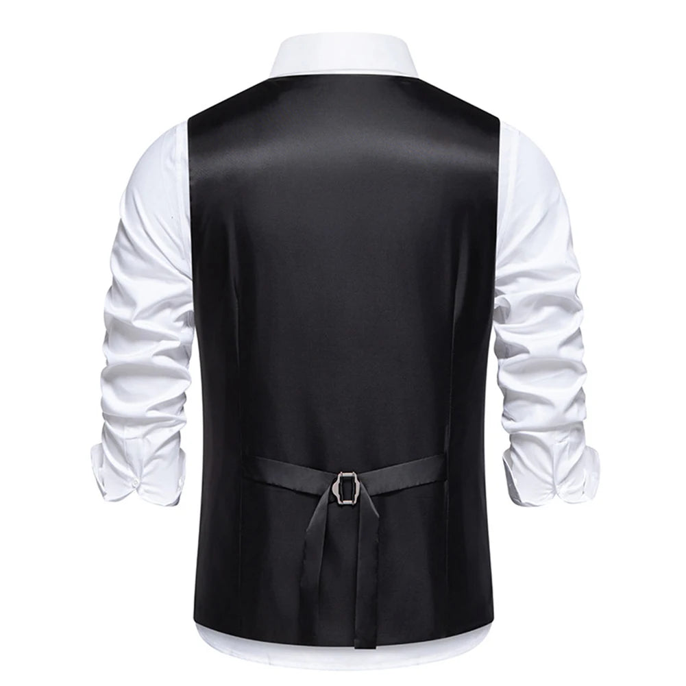 HEARUJOY  -  Fashion Business Vests Men's Suit Waistcoat Regular Length Garment Spring Autumn Fashion V Neck Sleeveless Plaid Pattern For Men