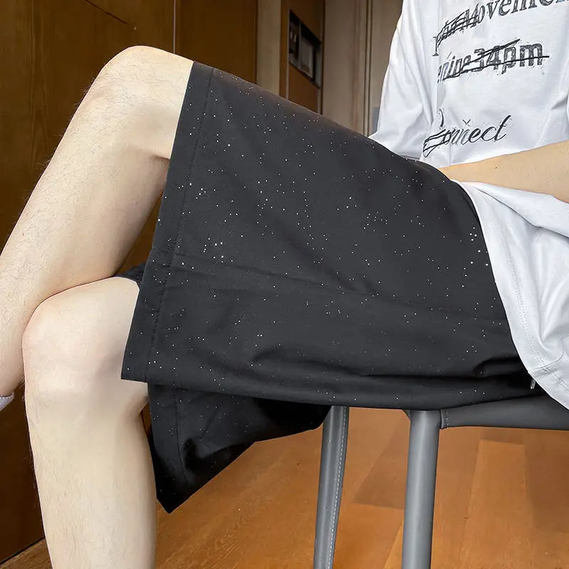 HEARUJOY  -  Star Men's Summer Thin Ice Silk Cool Sports High Street Casual Mid-sized Pants