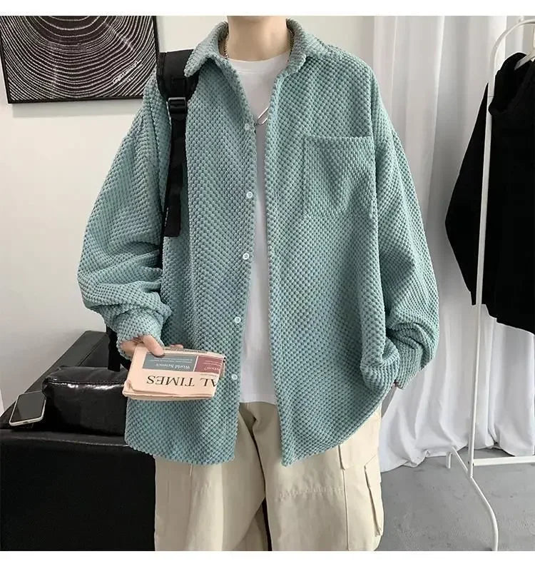 HEARUJOY  -  New Men's Corduroy Shirt Jacket Handsome Long-sleeved Top