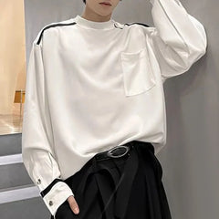 HEARUJOY  -  Mens T-Shirts Contrast Striped Casual T-Shirts Spring Streetwear Versatile Long-Sleeved Tops Old Money Men'S Clothing