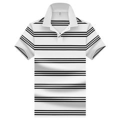 HEARUJOY  -  Casual Polo Shirt Man Fashion Striped Polo Shirt Short Sleeve Men's Lapel Button Shirt Summer Tops Golf Breathable Polo Hombre