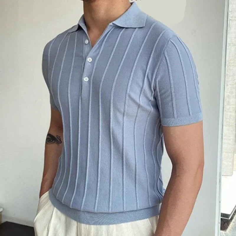 HEARUJOY  -  Men's Short-Sleeved Polo Shirt with Lapel Collar, Business Casual Style, Pure Color Sweater, New Fashionable Design, Plus Size