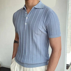 HEARUJOY  -  Men's Short-Sleeved Polo Shirt with Lapel Collar, Business Casual Style, Pure Color Sweater, New Fashionable Design, Plus Size