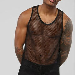 HEARUJOY  -  Tank Tops Vest Transparent White O-neck Party Nightclub Wear Polyester Fashion Sexy Vests Sleeveless Streetwear