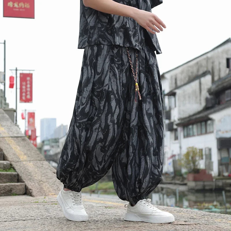 HEARUJOY  -  Spring Men Wide-leg Pants Male Retro Harem Pants Mens Hiphop Street Beat Harajuku Style Casual Pants Women Jogging Trousers