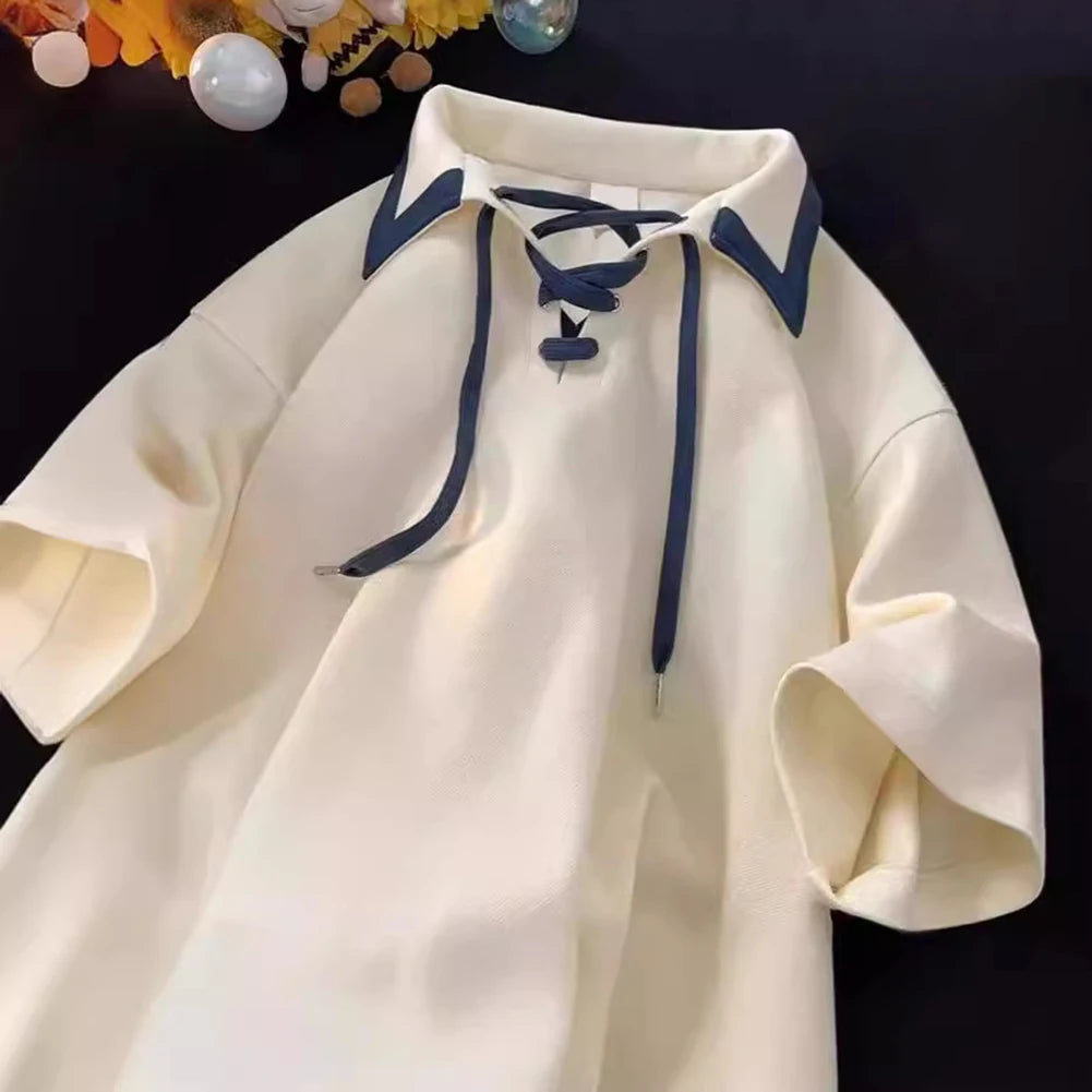 HEARUJOY  -  Apricot Korean Style Shirt Comfortable Everyday T-shirt Casual T-shirt Available In Apricot Available In Blue Available In Green