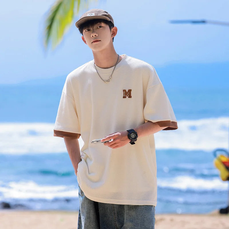 HEARUJOY  -  Summer Oversized T Shirt Men Tees Short Sleeve Korean Fashion T-shirts Hip Hop Streetwear Drop Shoulder Male Casual Tops