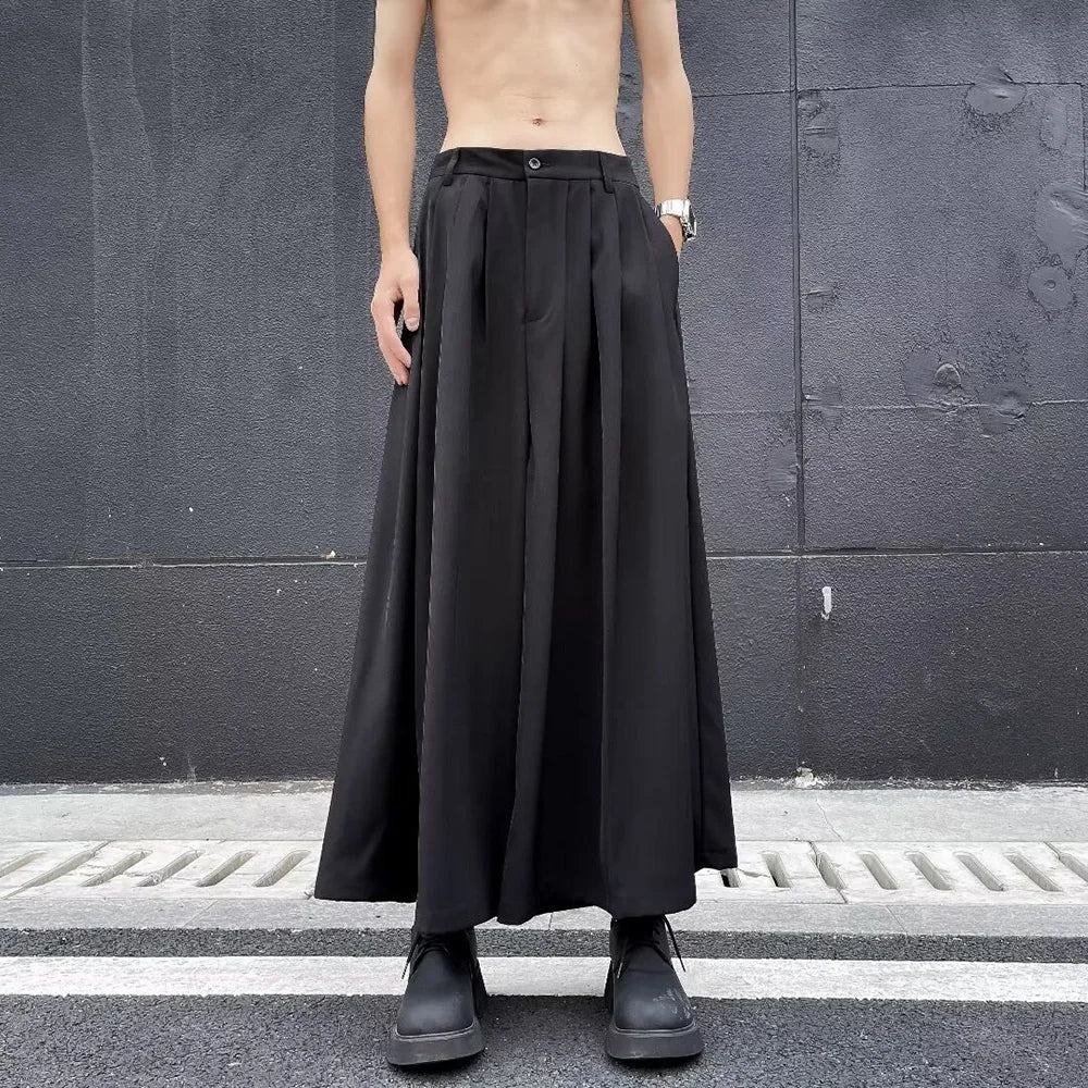 HEARUJOY  -  Dark Gothic Plain Skirt Pants Genderless Spring Y2k Japanese Streetwear Daily Comfortable Samurai Pants Hakama Unisex