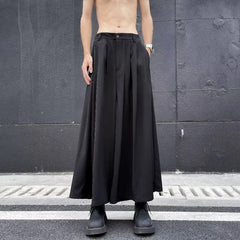HEARUJOY  -  Dark Gothic Plain Skirt Pants Genderless Spring Y2k Japanese Streetwear Daily Comfortable Samurai Pants Hakama Unisex
