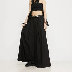 HEARUJOY  -  Y2k Dark Style Thick Fabric Skirt Pants Samurai Pants Hakama Genderless Streetwear Fashion Casual Wide Leg Pants Unisex