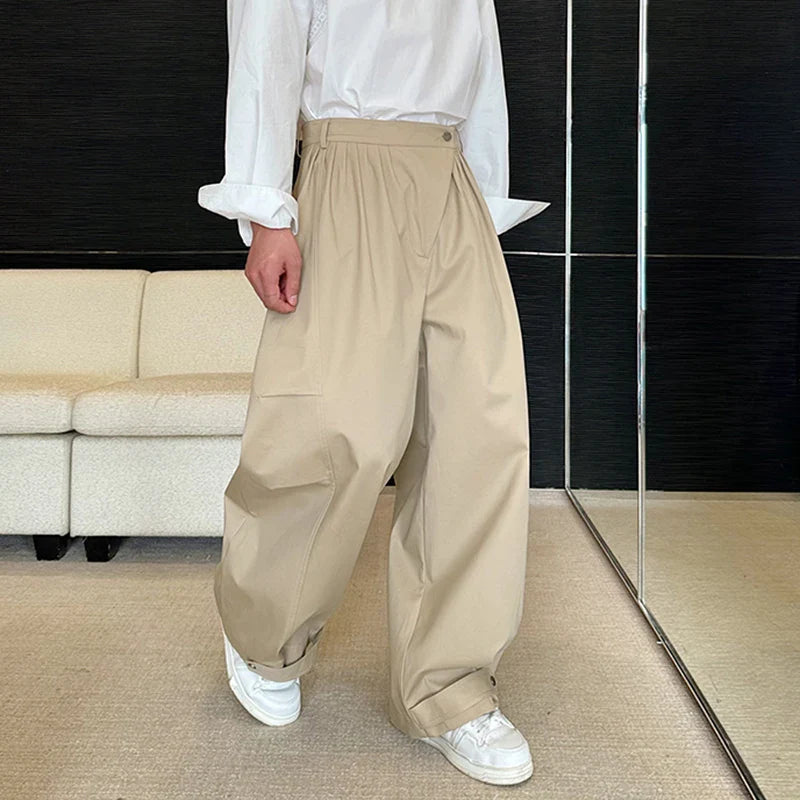 Hearujoy Designers Personalized Pleated Men Overalls Threedimensional Wide Leg Pants Oversize Summer Fashion Trend 9C5963