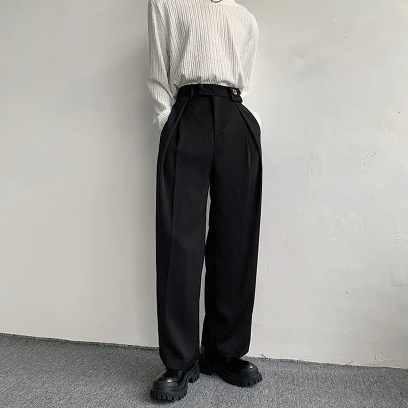 Hearujoy New Black Suit Pants Men Fashion Social Mens Dress Pants Korean Loose Oversized Wide Leg Pants Mens Formal Trousers M-2XL