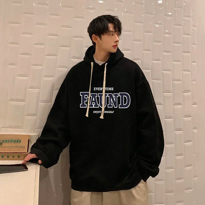 HEARUJOY  -  Men's Oversized Hoodie Off White Letter Print 5XL Hoodies with Hat Over size for Men Man Hoody Casual Wear Male Sweatshirt