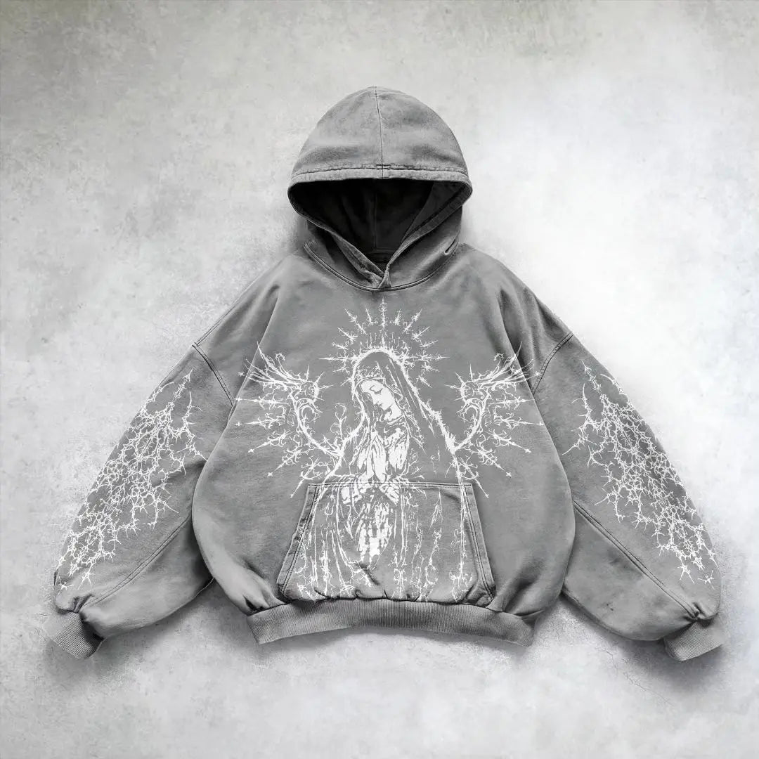 Hearujoy Harajuku y2k tops oversized sweatshirt hoodie goddess print hoodies women goth new couples goth streetwear gothic clothes
