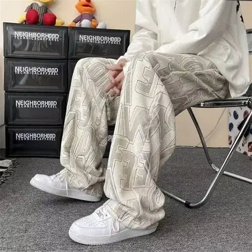 HEARUJOY  -  Trousers Man Sports Pants Printing Graphic Fashion Clearance Sale Casual Cool Essential Trend Retro Sweatpants for Men Straight