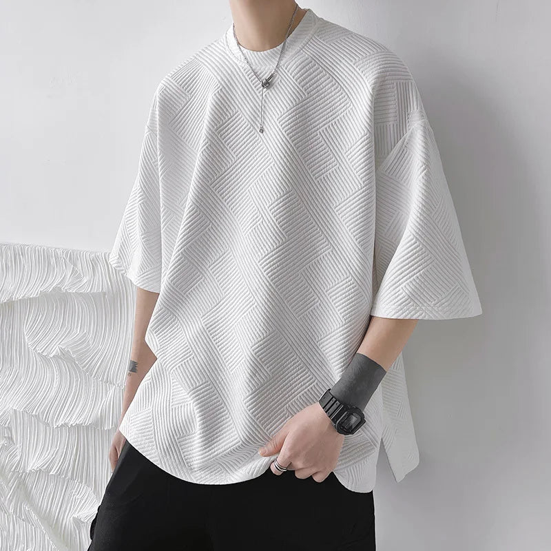 HEARUJOY  -  Summer Short Sleeved T-shirt Men Oversized Fashion Casual Round Neck T Shirt Men Streetwear Hip-hop Loose T Shirt Mens Top M-3XL