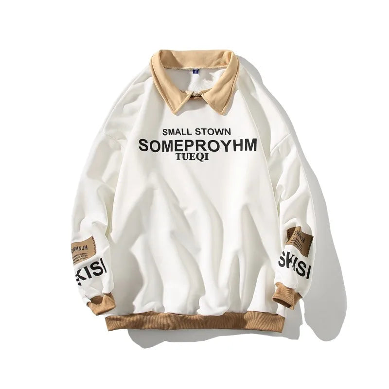 HEARUJOY  -  Autumn Lapel Hoodie Men Fashion Print Casual Oversized Sweatshirt Men Streetwear Hip Hop Loose Pullover Hoodies Mens Hoody