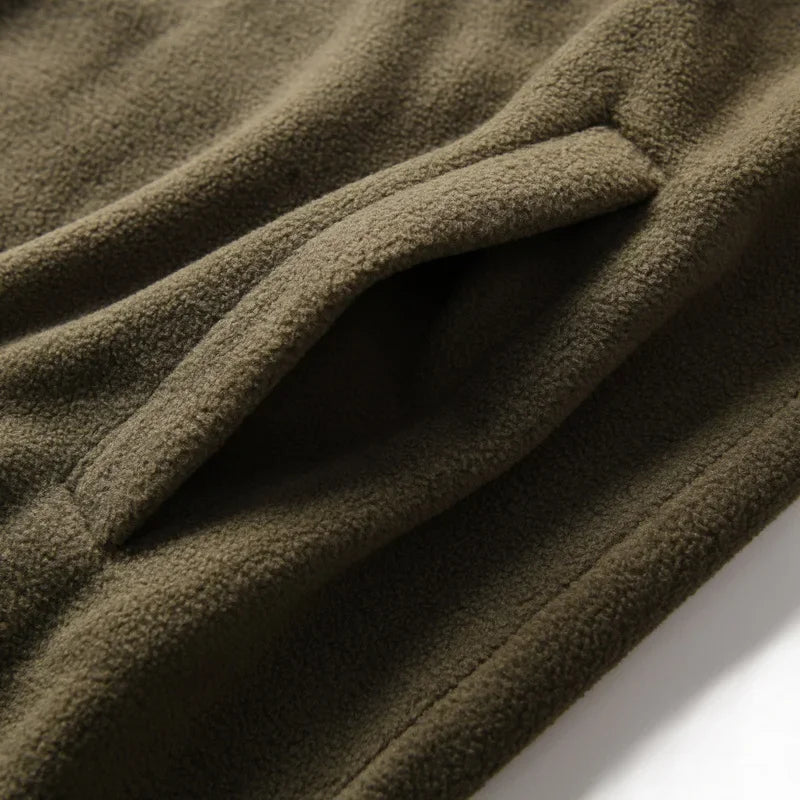 HEARUJOY  -  Men's Double-Sided Fleece Relaxed Fit Henley Neck Pullover - Warm Casual Sweatshirt for Autumn/Winter